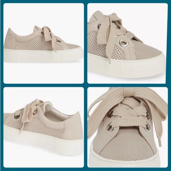 AGL Attilio Giusti Leombruni Perforated Platform Talc Leather Sneaker Size 39 9 - Picture 1 of 16